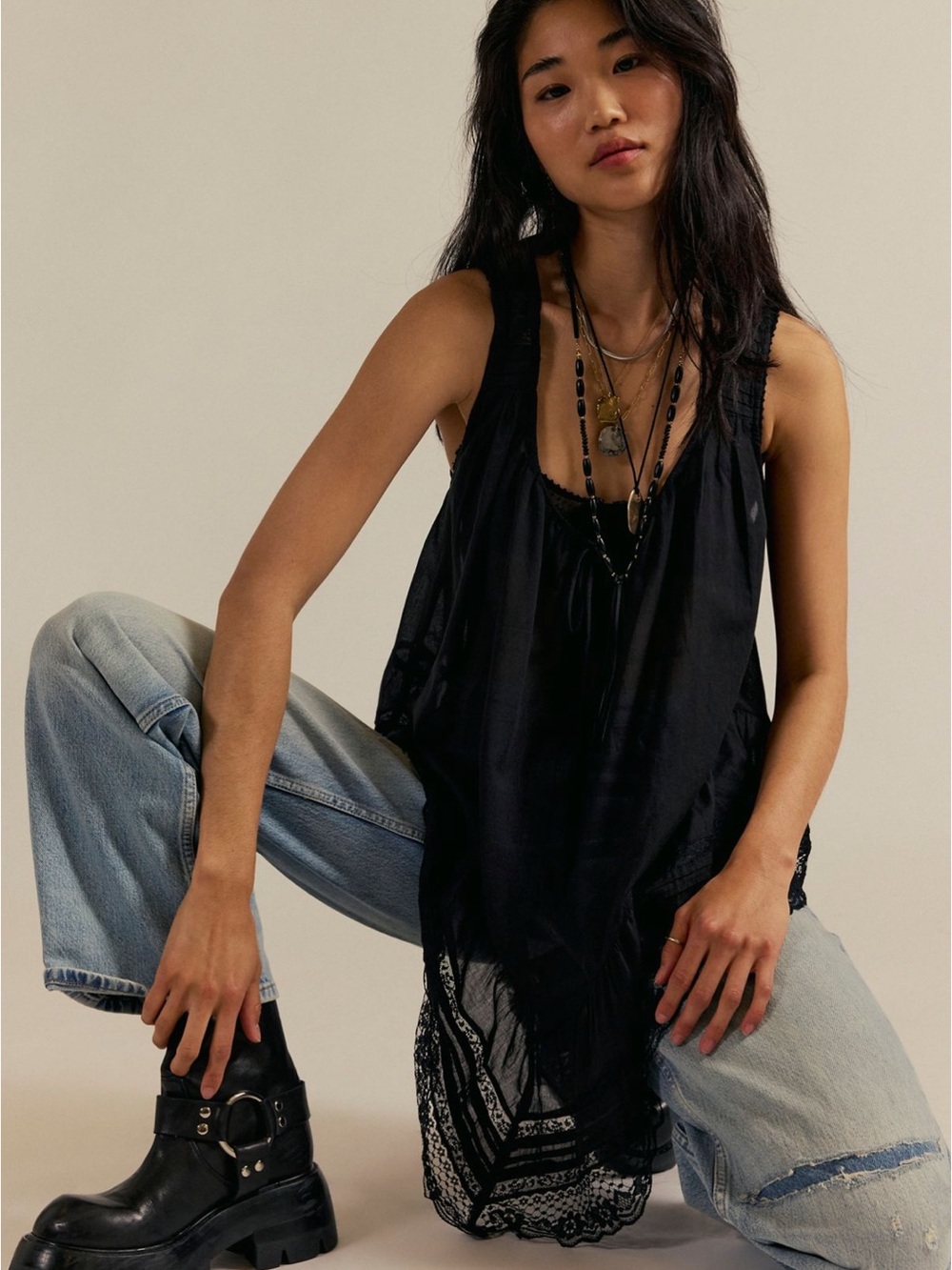 Free People Coretta Tunic with Lace Trim